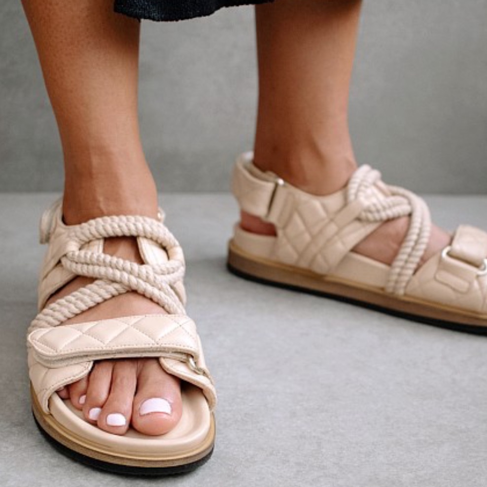 Alohas Hook Loop Braided Stone Beige Size 38